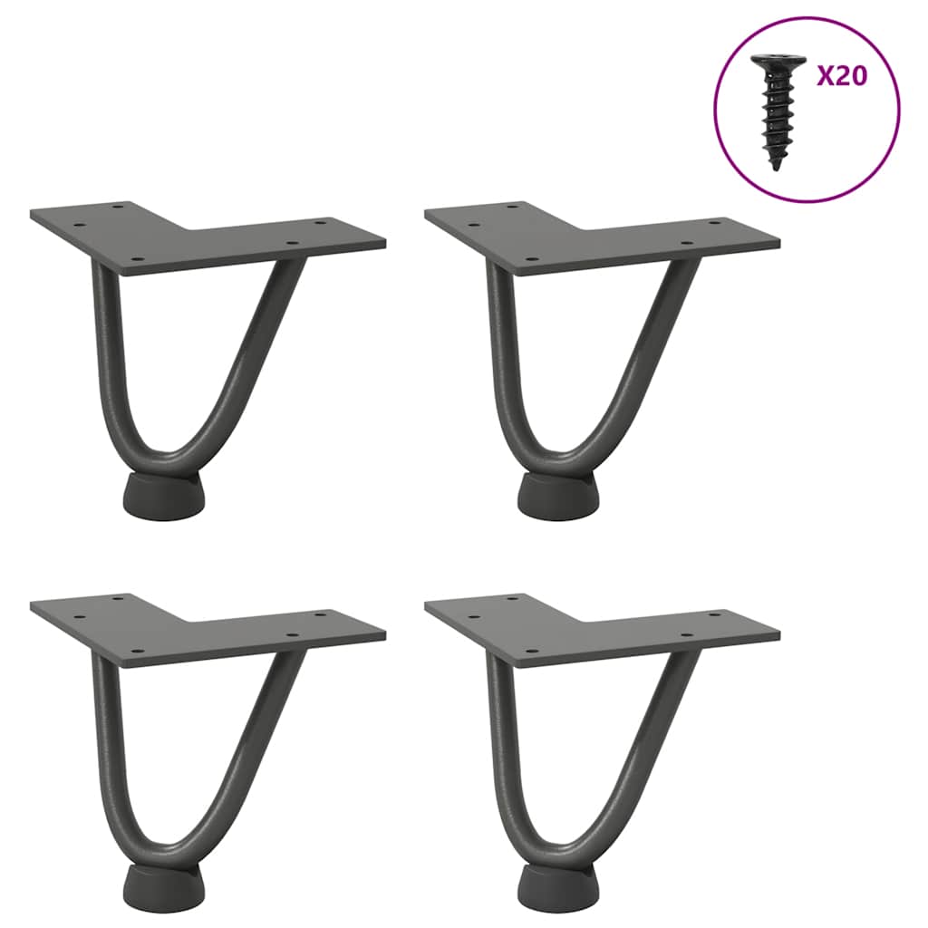 Haarnadelbeine für Couchtisch 4 Stk. Anthrazit 10 cm Massivstahl