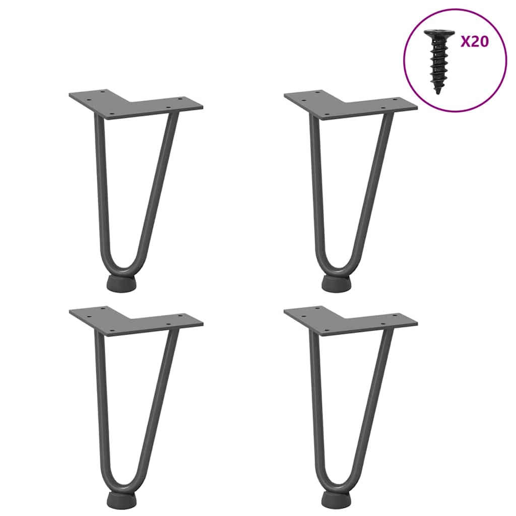 Haarnadelbeine für Couchtisch 4 Stk. Anthrazit 20 cm Massivstahl