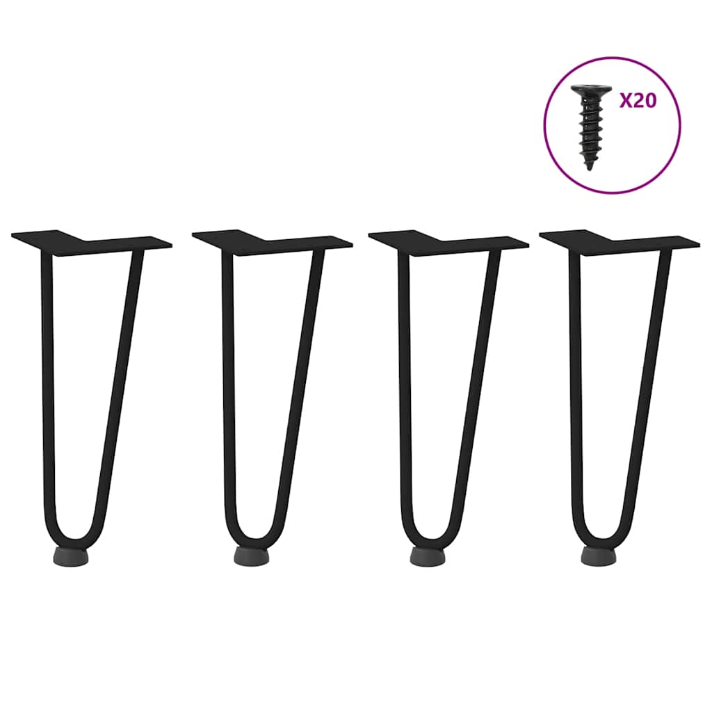 Haarnadelbeine für Couchtisch 4 Stk. Schwarz 30 cm Massivstahl
