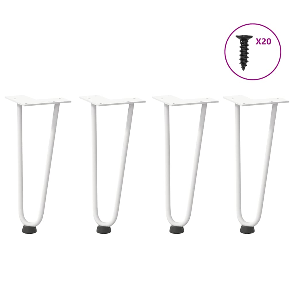 Haarnadelbeine für Couchtisch 4 Stk. Weiß 30 cm Massivstahl