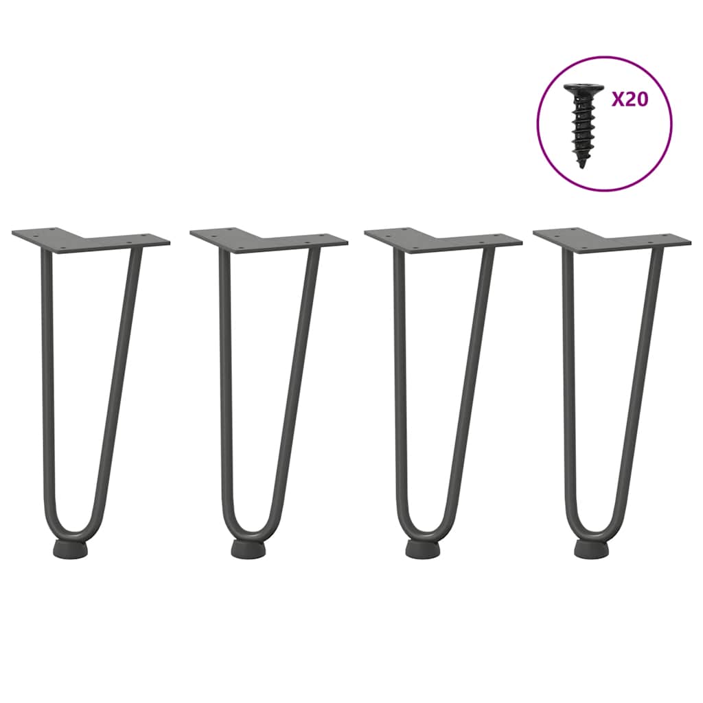 Haarnadelbeine für Couchtisch 4 Stk. Anthrazit 30 cm Massivstahl