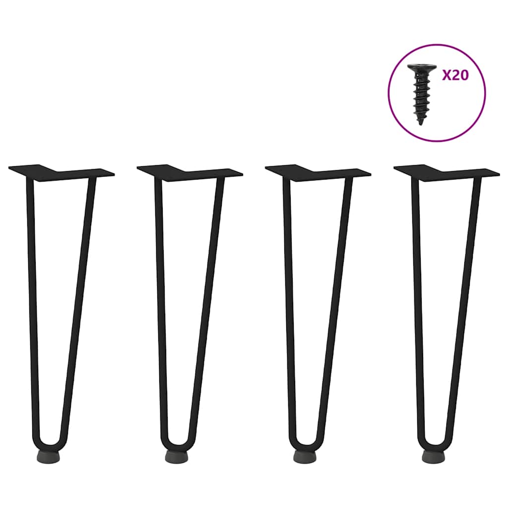 Haarnadelbeine für Couchtisch 4 Stk. Schwarz 42 cm Massivstahl