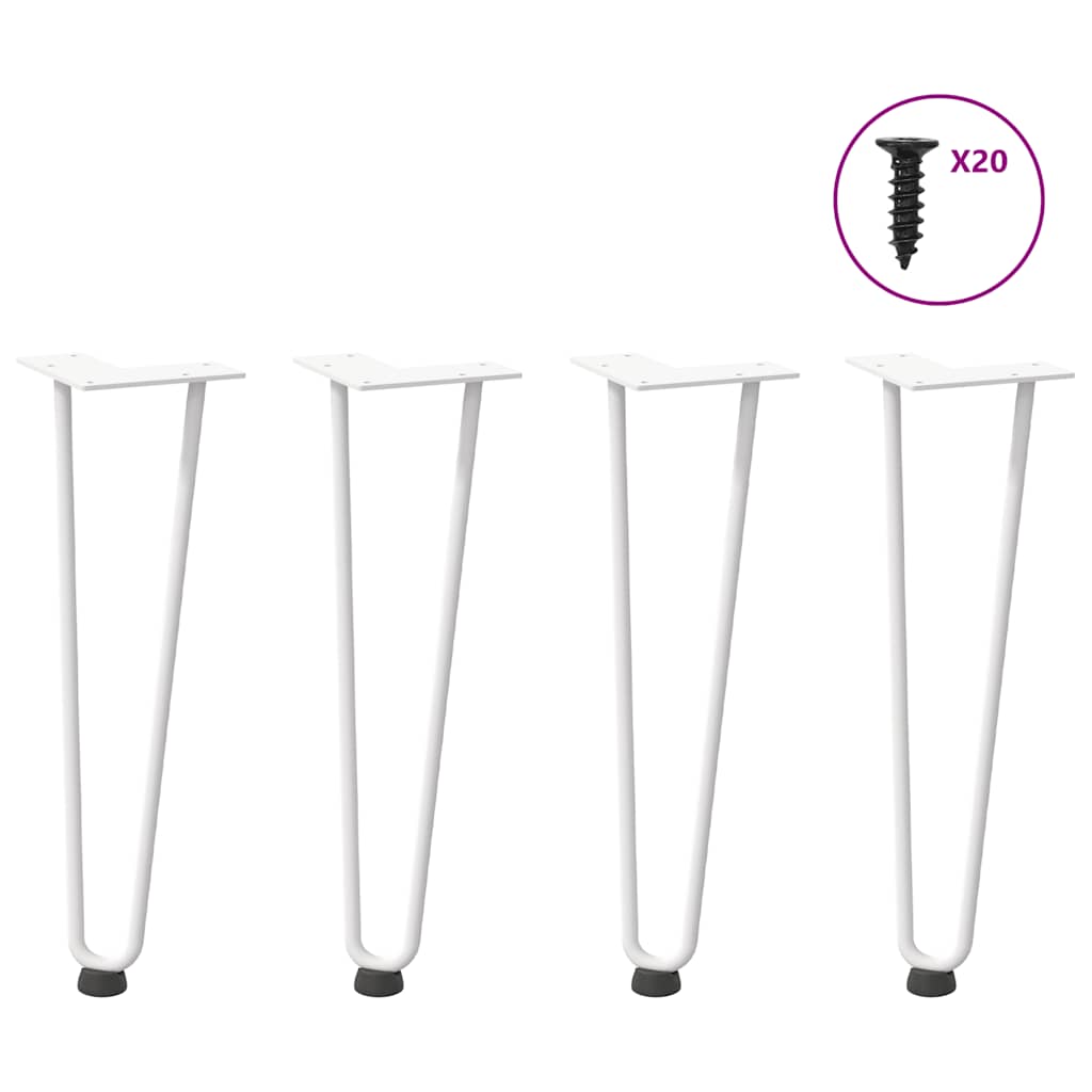 Haarnadelbeine für Couchtisch 4 Stk. Weiß 42 cm Massivstahl