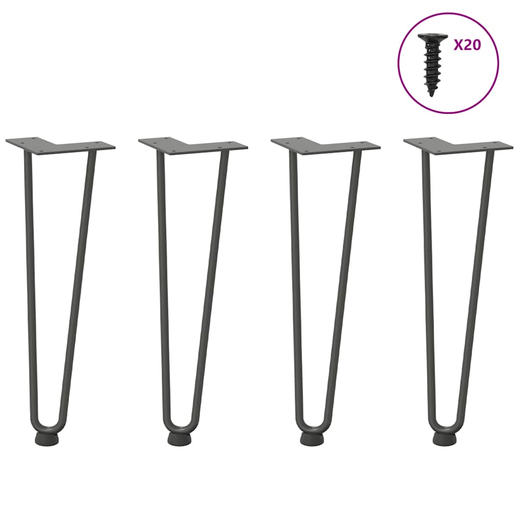 Haarnadelbeine für Couchtisch 4 Stk. Anthrazit 42 cm Massivstahl
