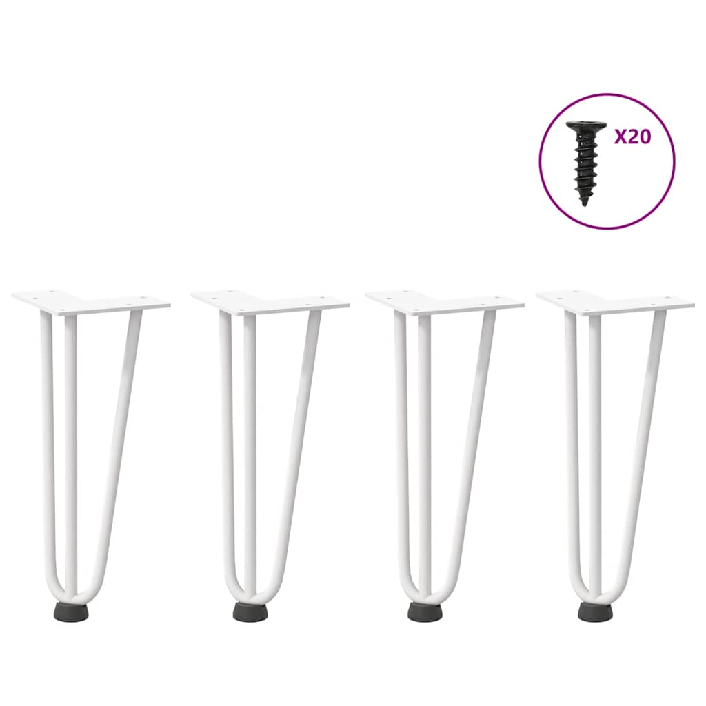 Haarnadelbeine für Couchtisch 4 Stk. Weiß 30 cm Massivstahl