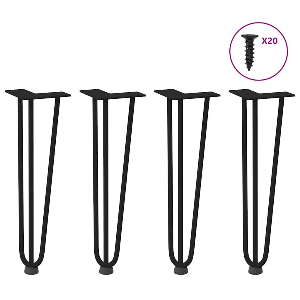 Haarnadelbeine für Couchtisch 4 Stk. Schwarz 42 cm Massivstahl