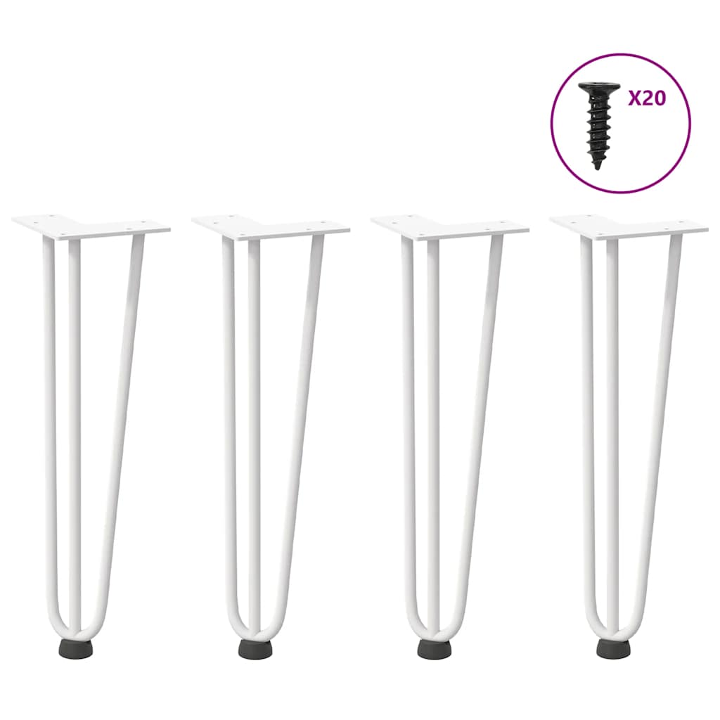 Haarnadelbeine für Couchtisch 4 Stk. Weiß 42 cm Massivstahl