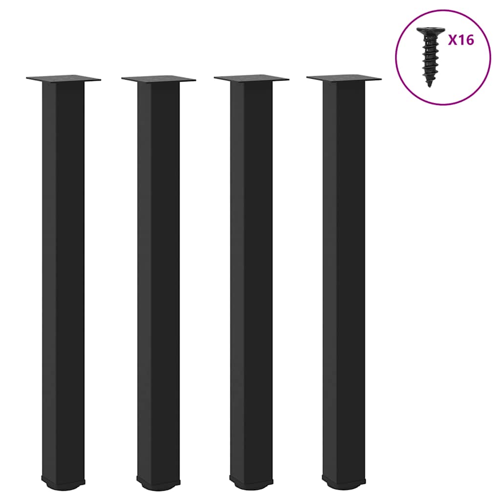 Bartischbeine 4 Stk. Schwarz 100-102 cm Stahl
