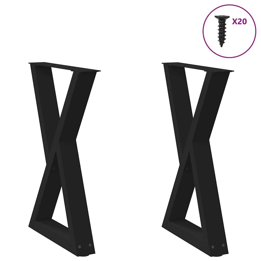 Esstisch Beine 2 Stk. Schwarz 60x(72-73,3) cm Stahl