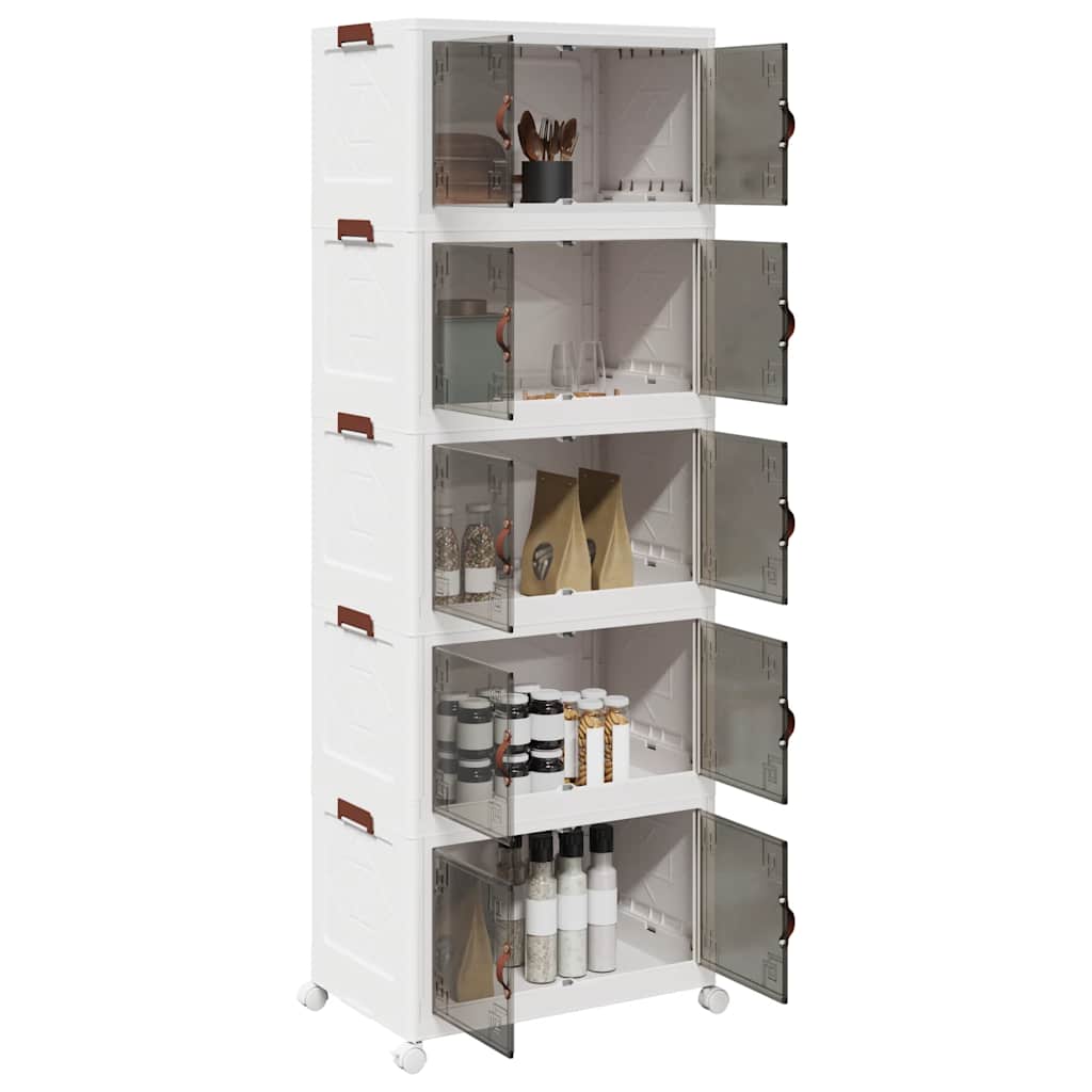 Aufbewahrungsbox mit Rädern Stapelbar 5-stöckig 75L 64x40x179cm