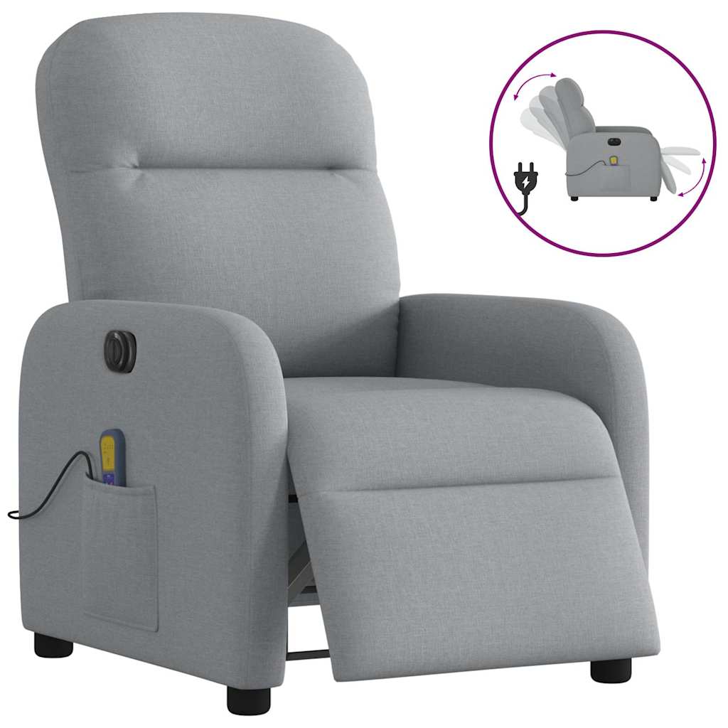 Massagesessel Elektrisch Hellgrau Stoff