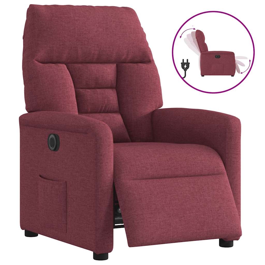 Relaxsessel Elektrisch Weinrot Stoff