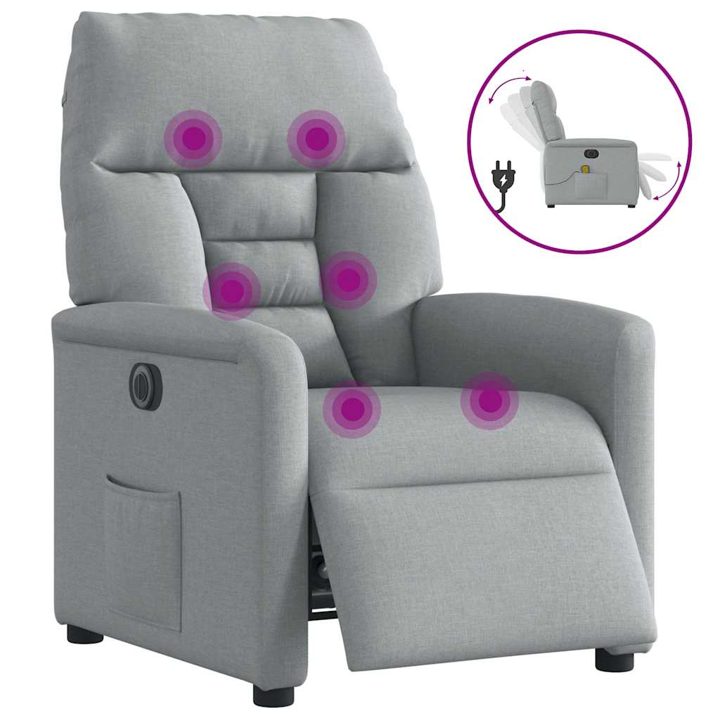 Massagesessel Elektrisch Hellgrau Stoff