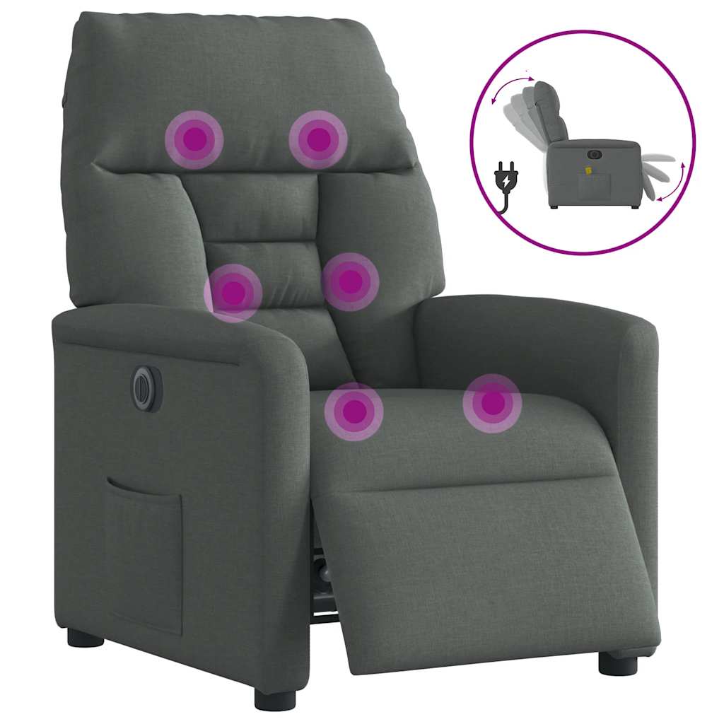 Massagesessel Elektrisch Dunkelgrau Stoff