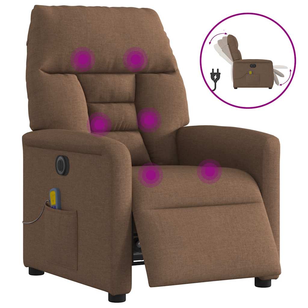 Massagesessel Elektrisch Braun Stoff