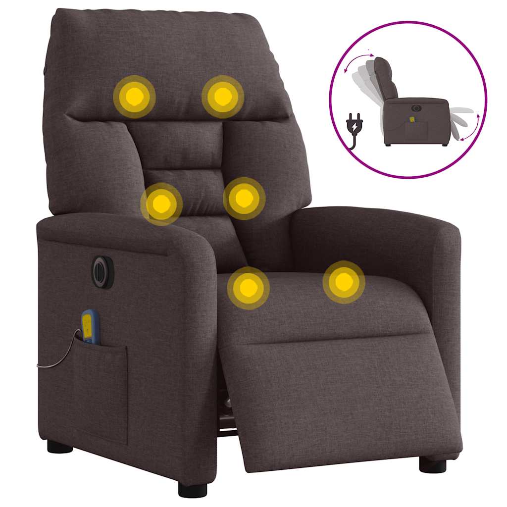 Massagesessel Elektrisch Dunkelbraun Stoff