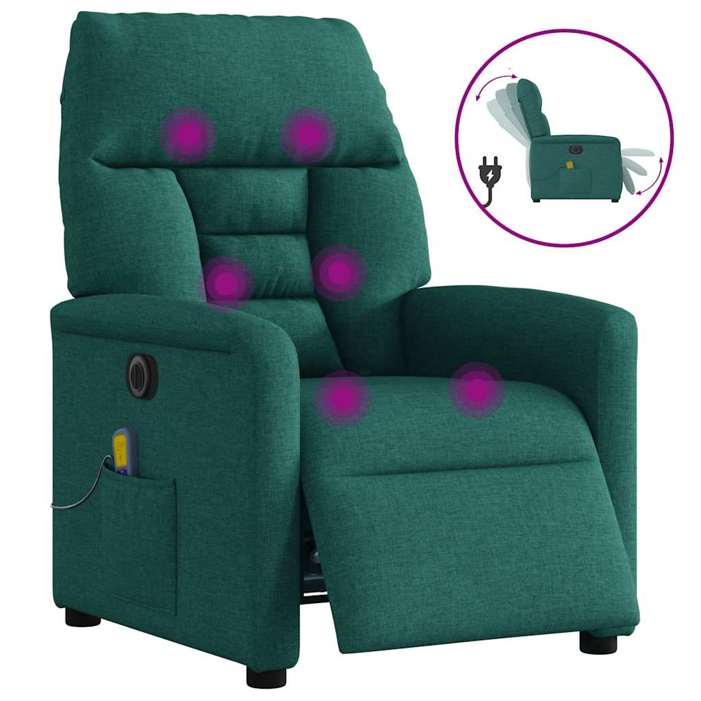 Massagesessel Elektrisch Dunkelgrün Stoff