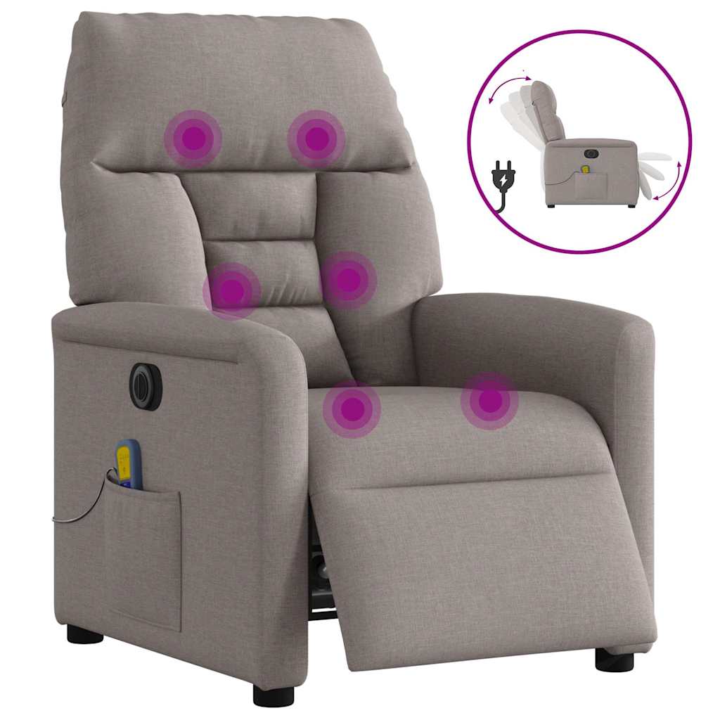 Massagesessel Elektrisch Taupe Stoff