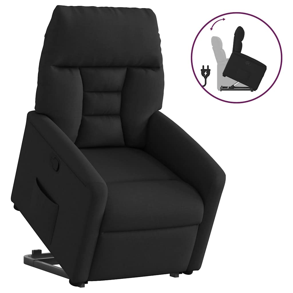 Relaxsessel mit Aufstehhilfe Schwarz Stoff