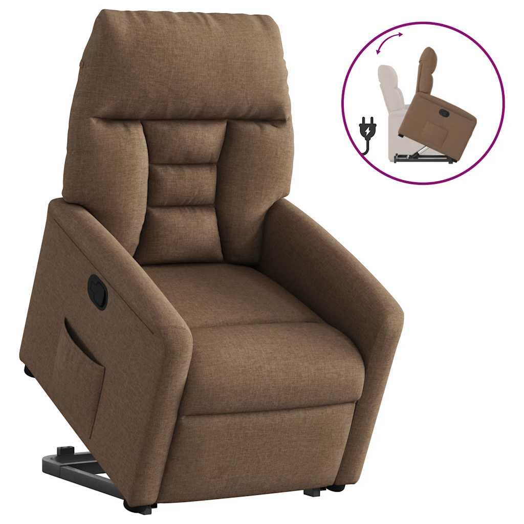 Relaxsessel mit Aufstehhilfe Braun Stoff