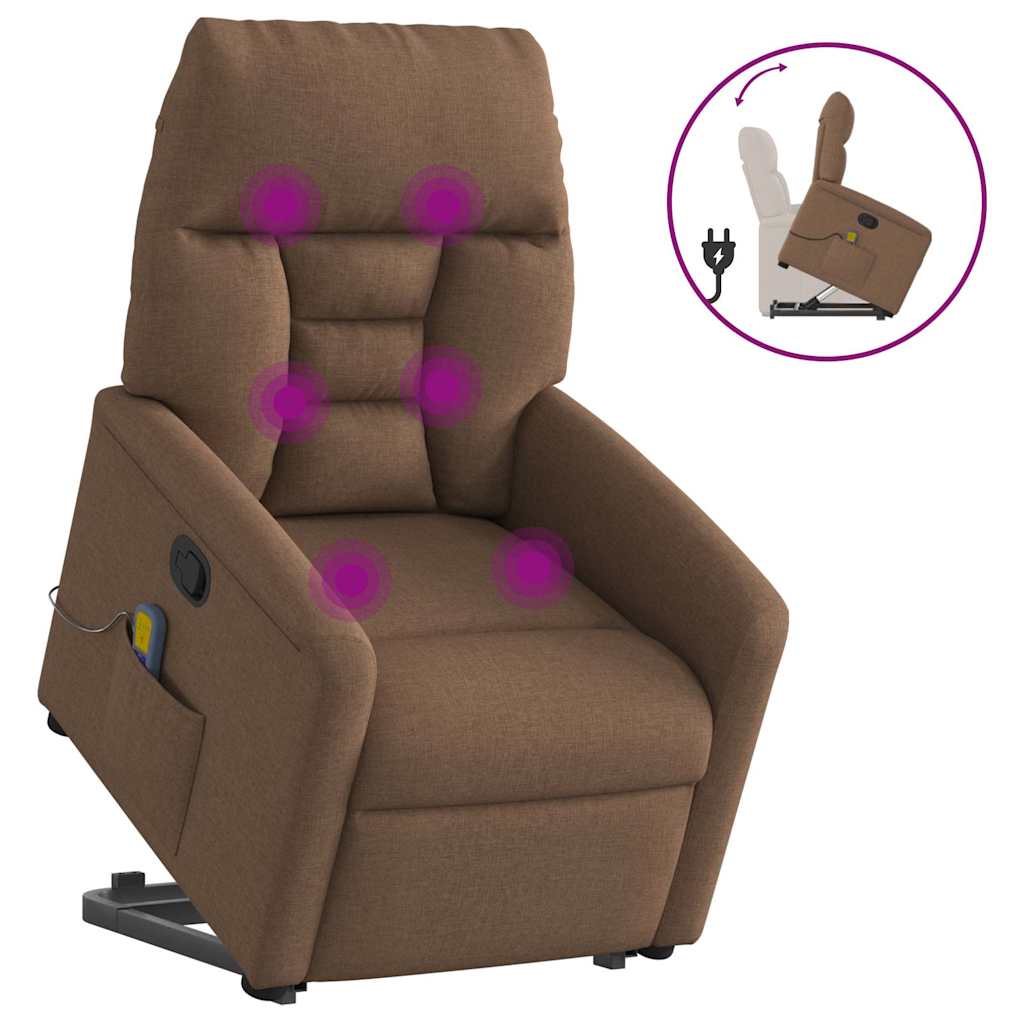 Massagesessel mit Aufstehhilfe Braun Stoff