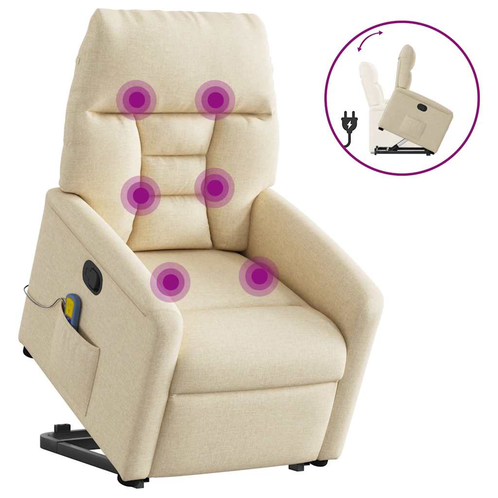 Massagesessel mit Aufstehhilfe Creme Stoff