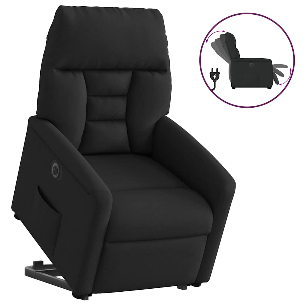 Relaxsessel mit Aufstehhilfe Elektrisch Schwarz Stoff