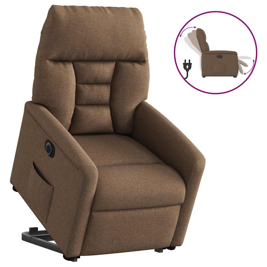 Relaxsessel mit Aufstehhilfe Elektrisch Braun Stoff