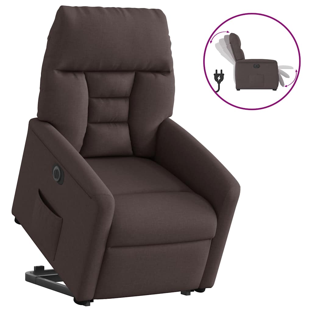 Relaxsessel mit Aufstehhilfe Elektrisch Dunkelbraun Stoff