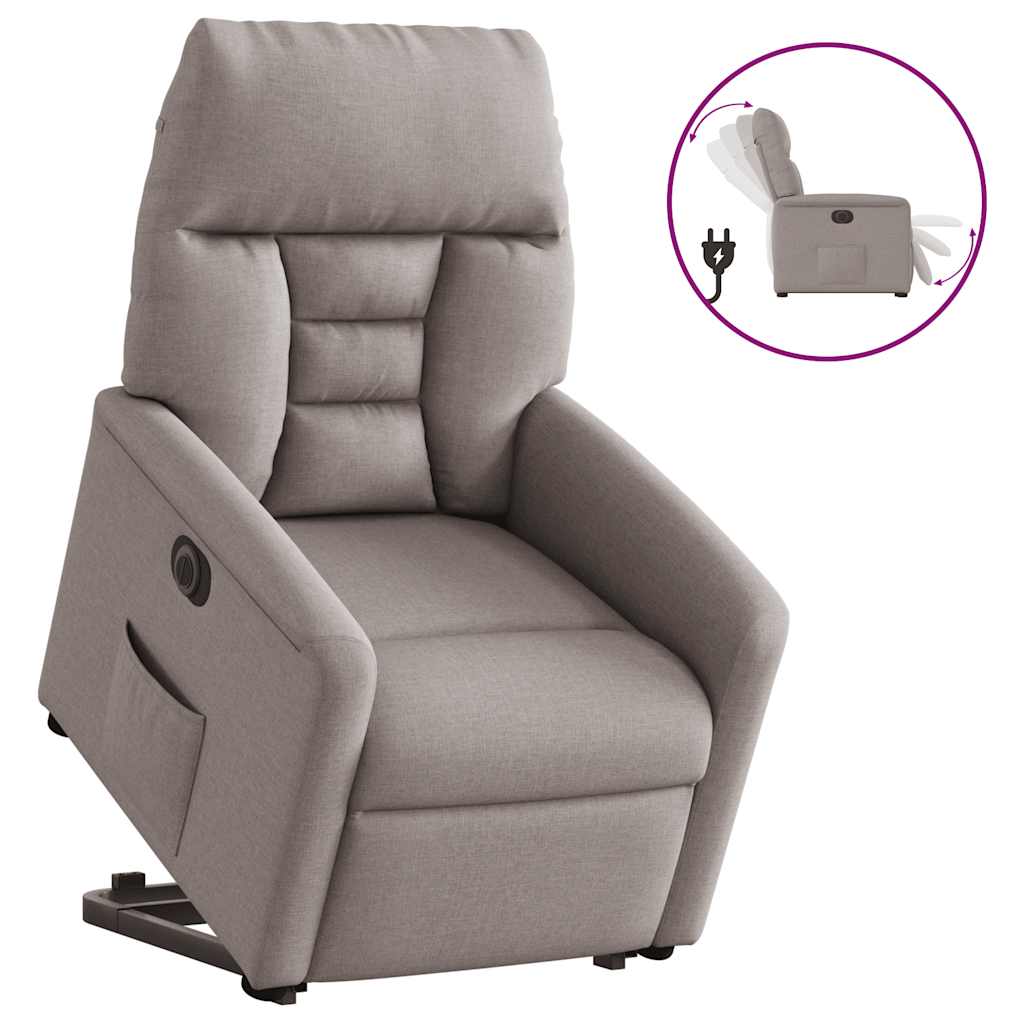 Relaxsessel mit Aufstehhilfe Elektrisch Taupe Stoff