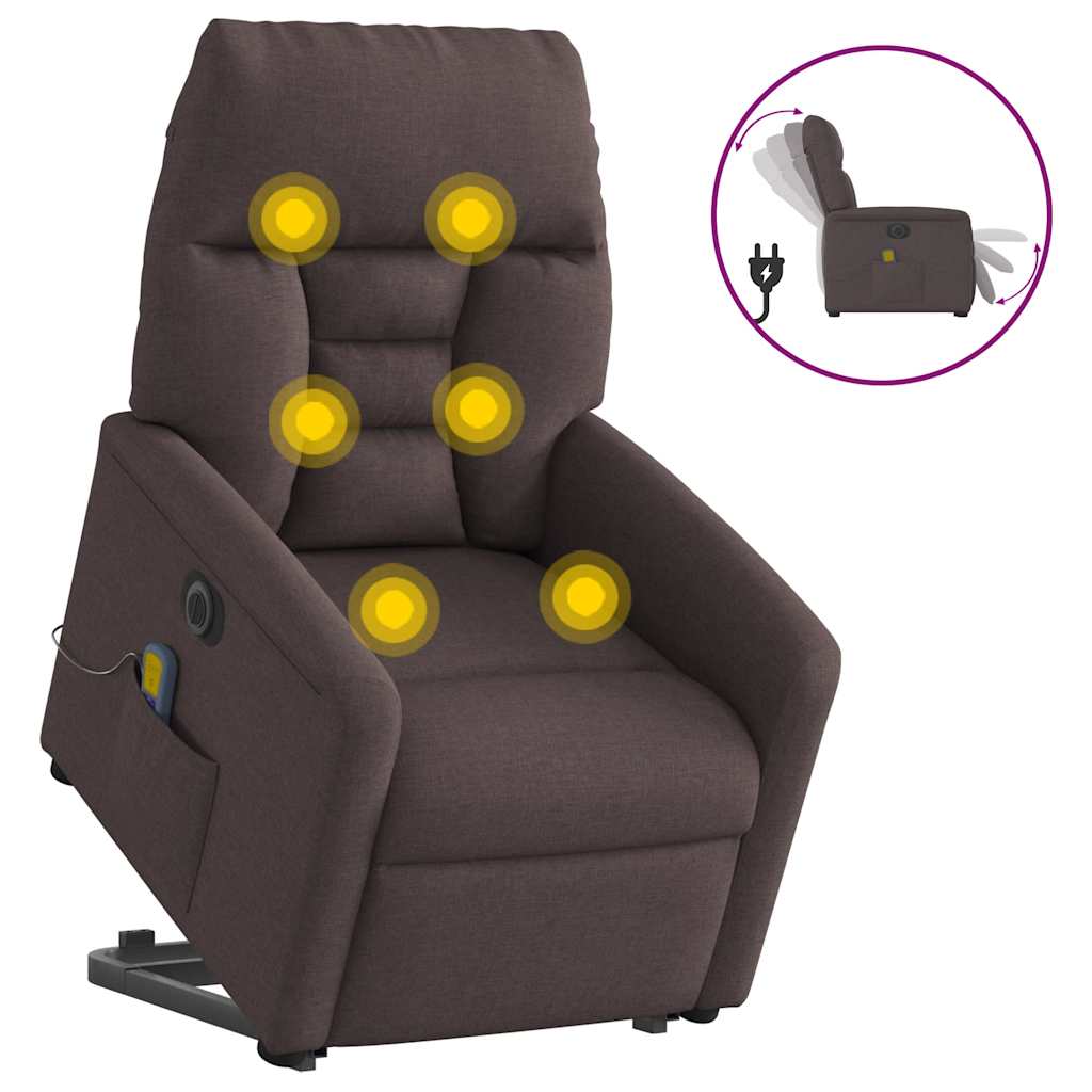 Elektrischer Massagesessel mit Aufstehhilfe Dunkelbraun Stoff