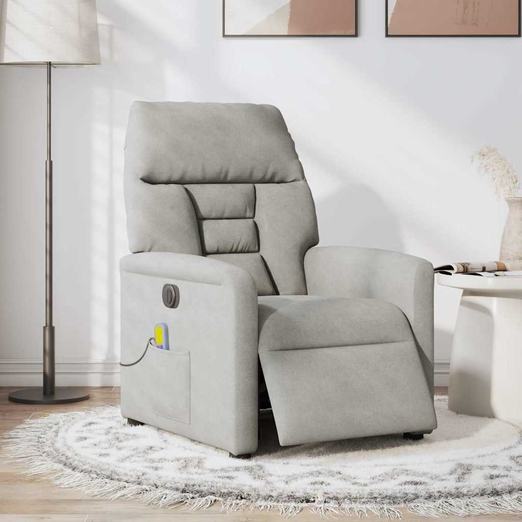Massagesessel Elektrisch Hellgrau Mikrofasergewebe