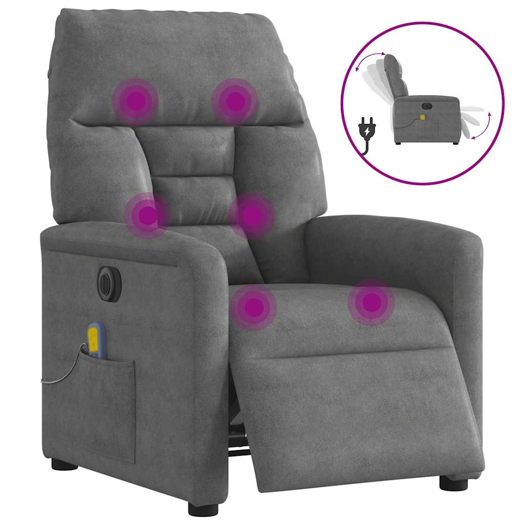 Massagesessel Elektrisch Dunkelgrau Mikrofasergewebe