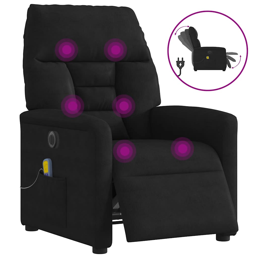 Massagesessel Elektrisch Schwarz Mikrofasergewebe