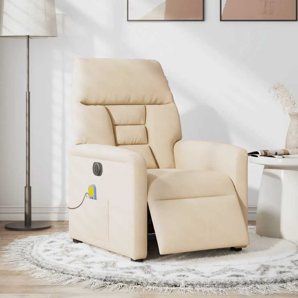 Massagesessel Elektrisch Beige Mikrofasergewebe