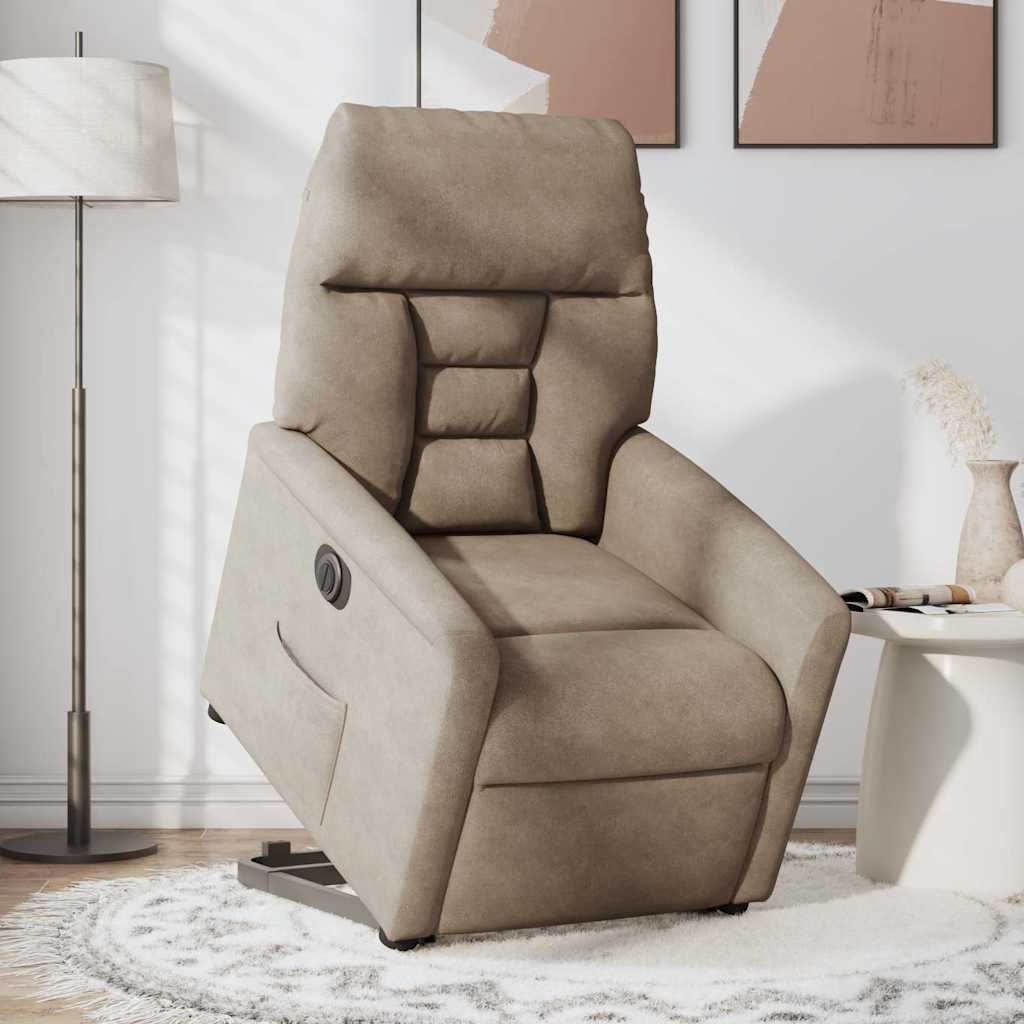 Relaxsessel mit Aufstehhilfe Elektrisch Taupe Mikrofasergewebe