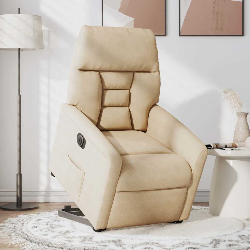 Relaxsessel mit Aufstehhilfe Elektrisch Creme Mikrofasergewebe