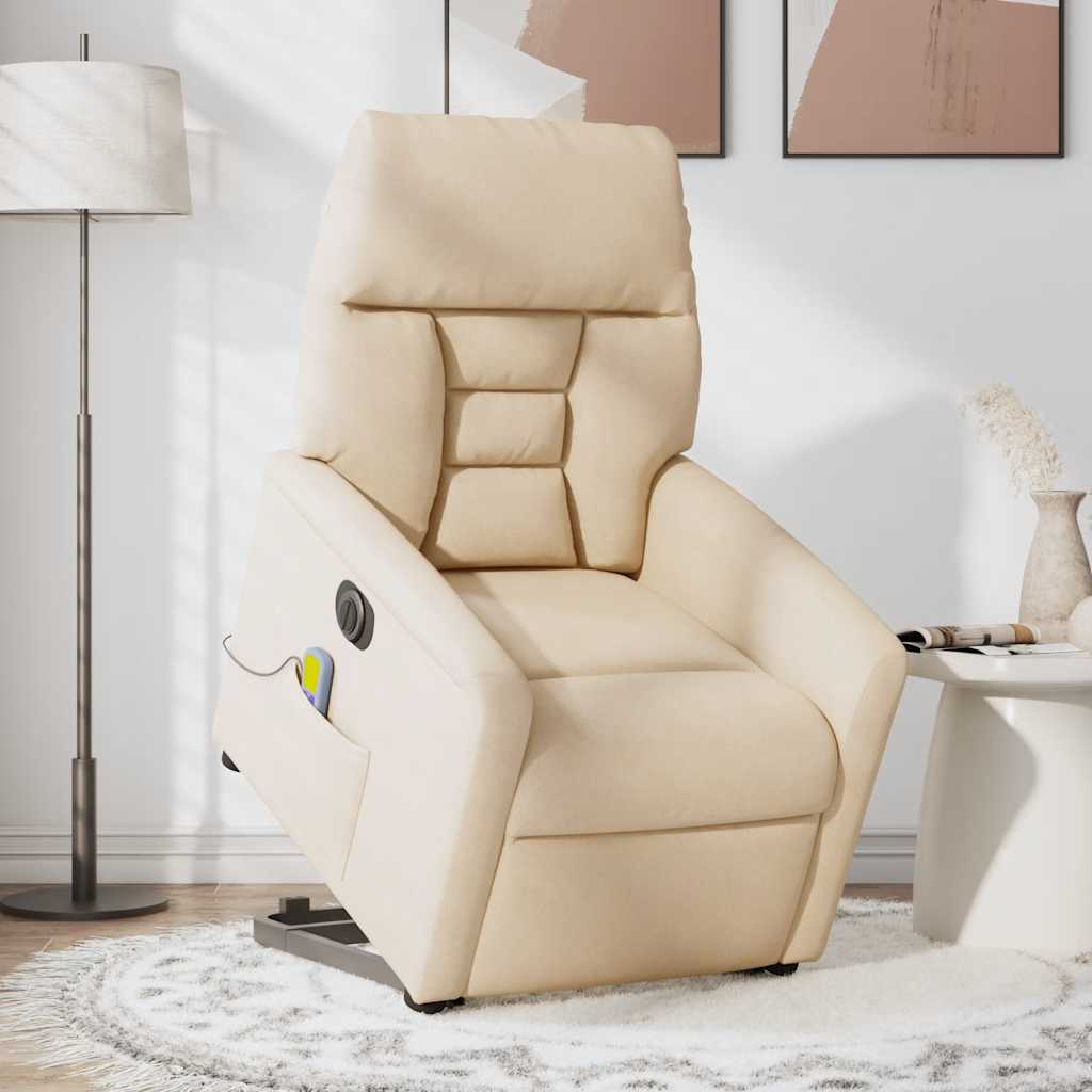 Massagesessel Aufstehhilfe Elektrisch Beige Mikrofasergewebe