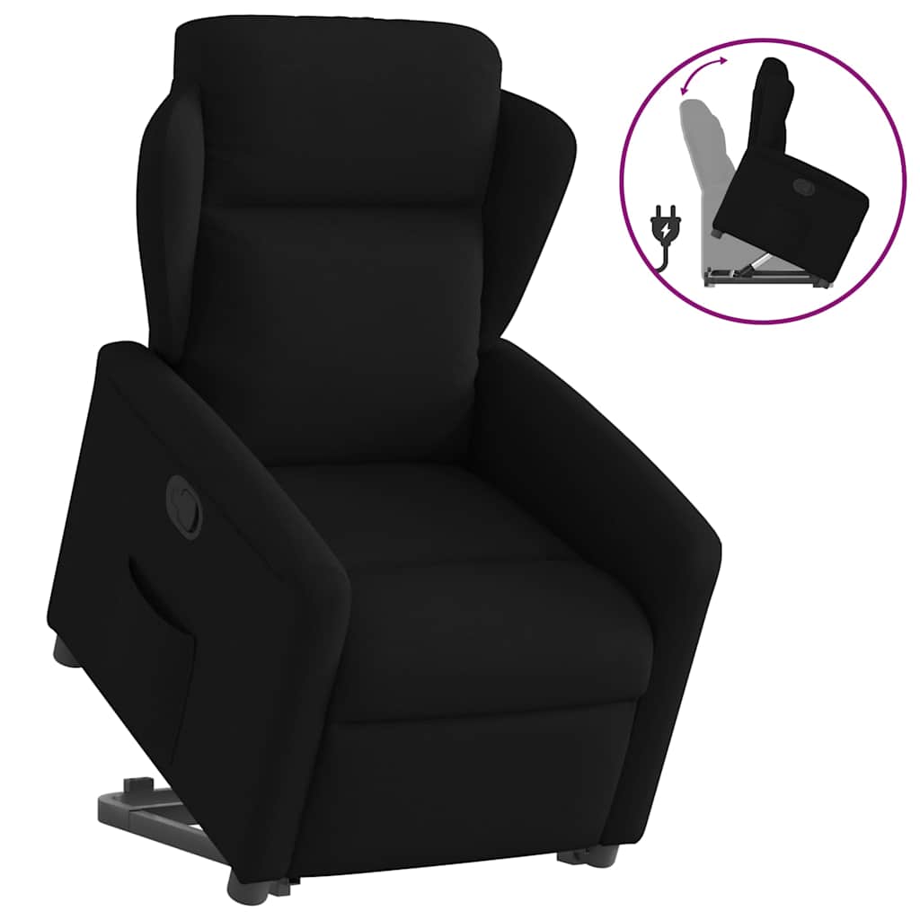 Relaxsessel mit Aufstehhilfe Schwarz Stoff