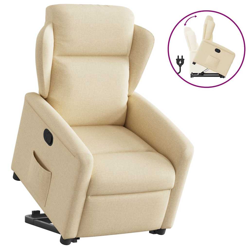 Relaxsessel mit Aufstehhilfe Creme Stoff