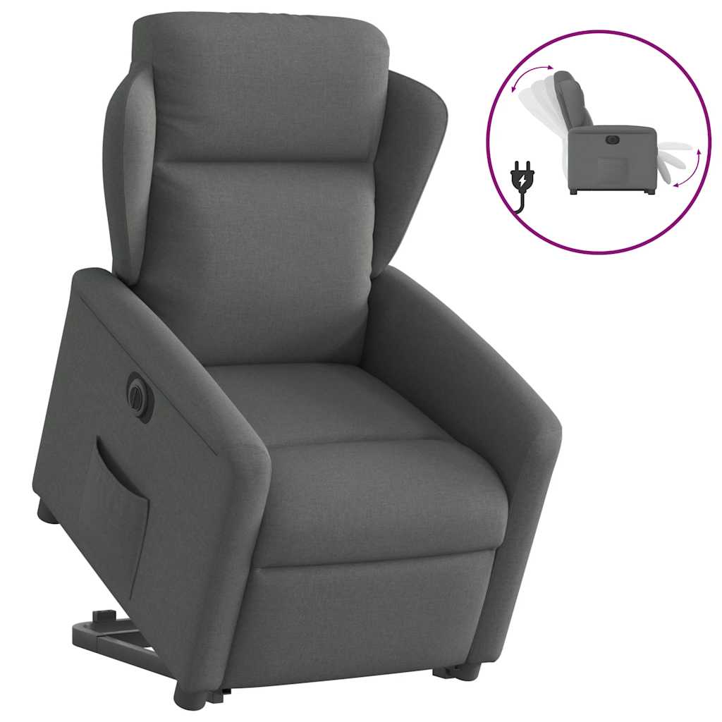 Relaxsessel mit Aufstehhilfe Elektrisch Dunkelgrau Stoff