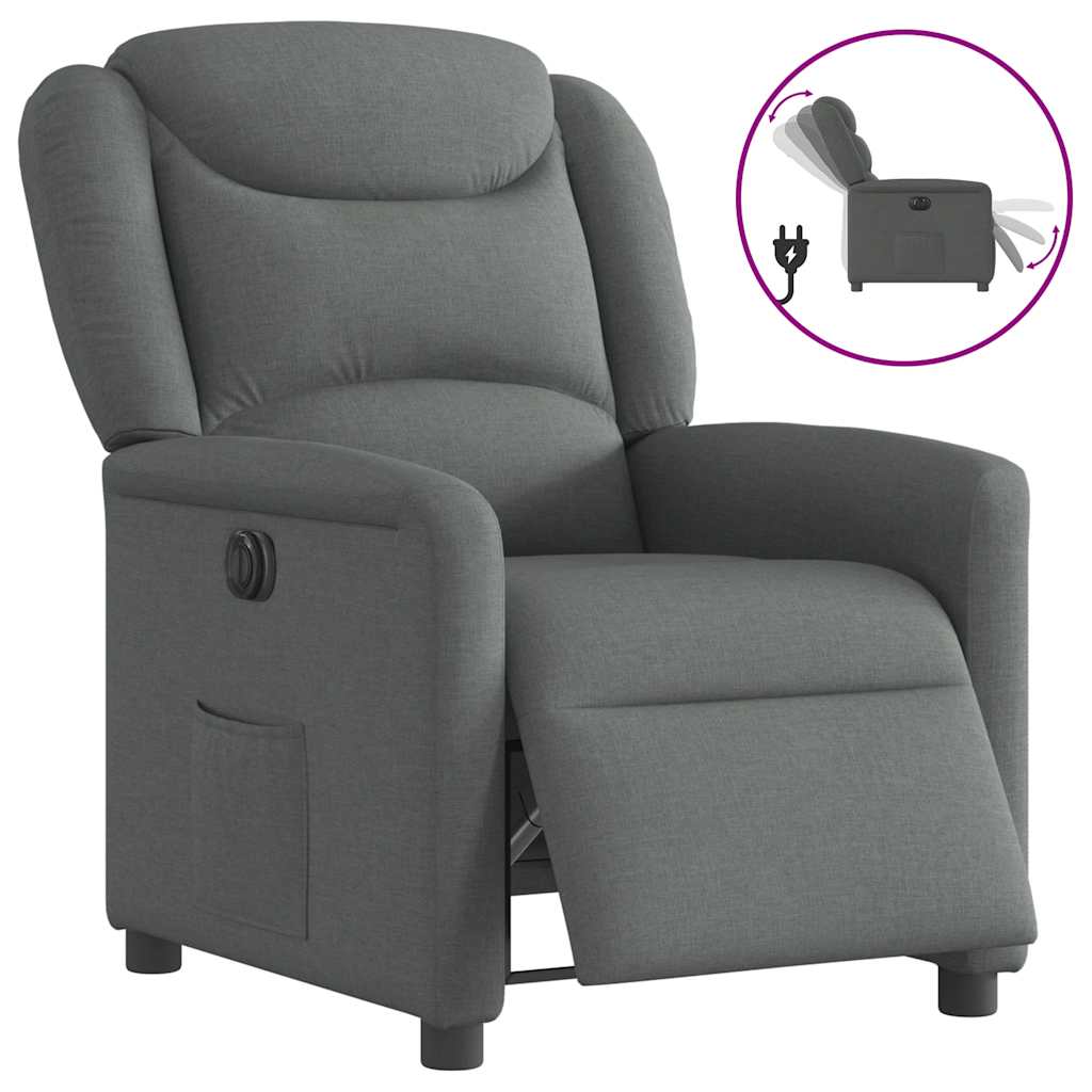 Relaxsessel Elektrisch Dunkelgrau Stoff