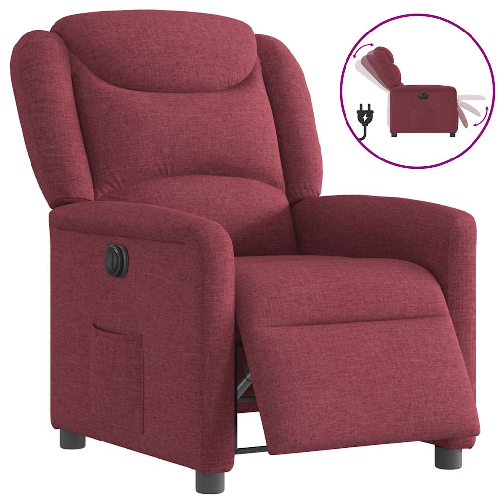 Relaxsessel Elektrisch Weinrot Stoff
