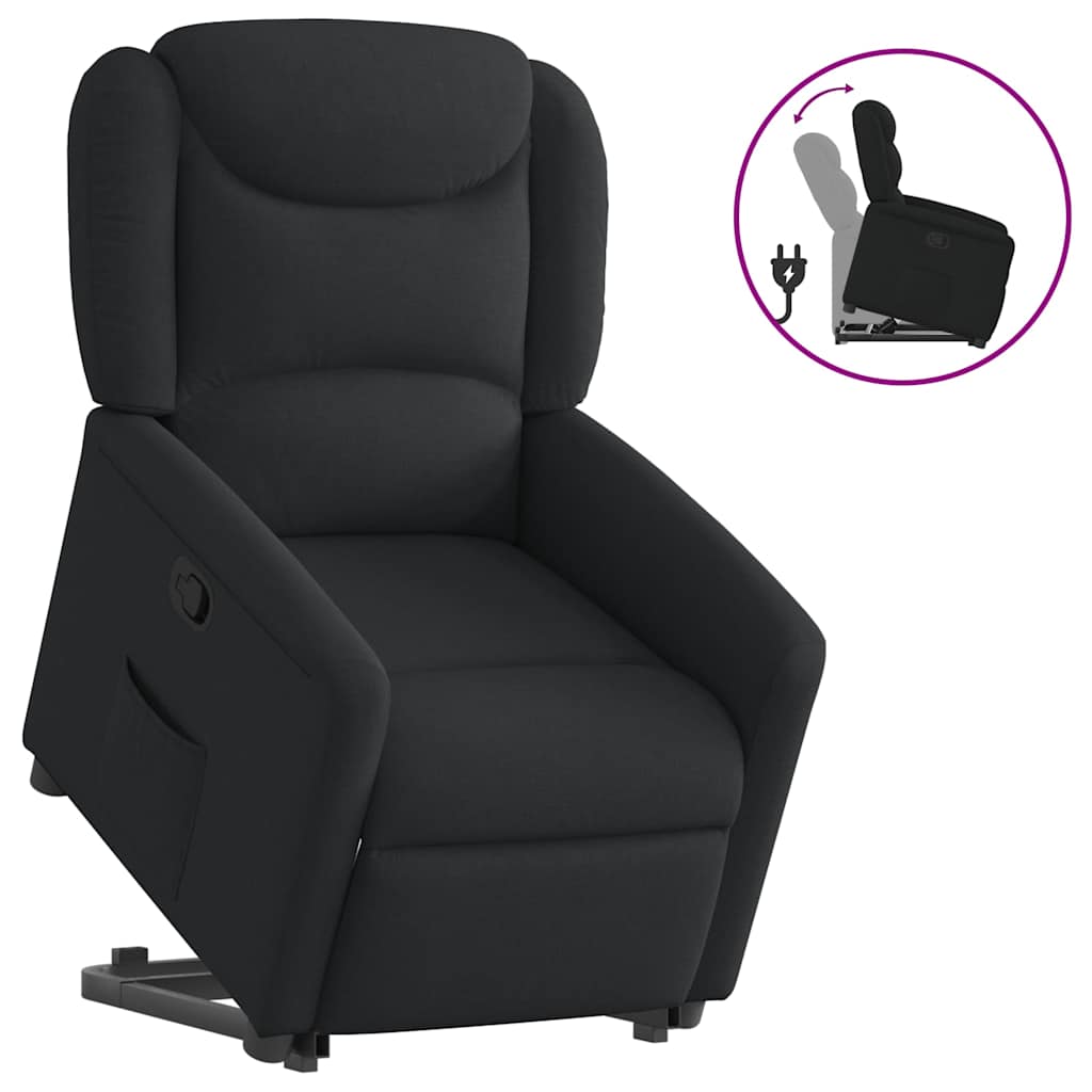 Relaxsessel mit Aufstehhilfe Schwarz Stoff