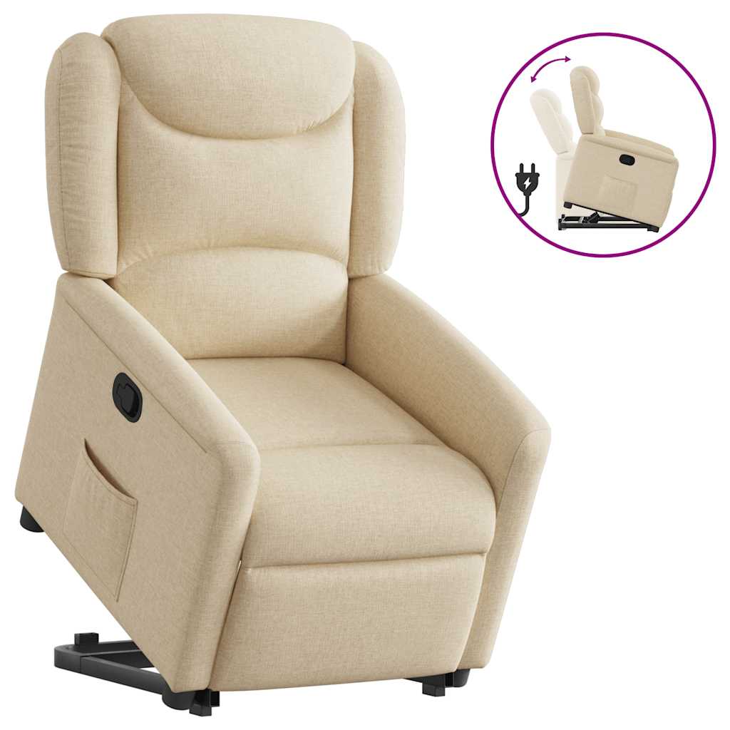 Relaxsessel mit Aufstehhilfe Creme Stoff