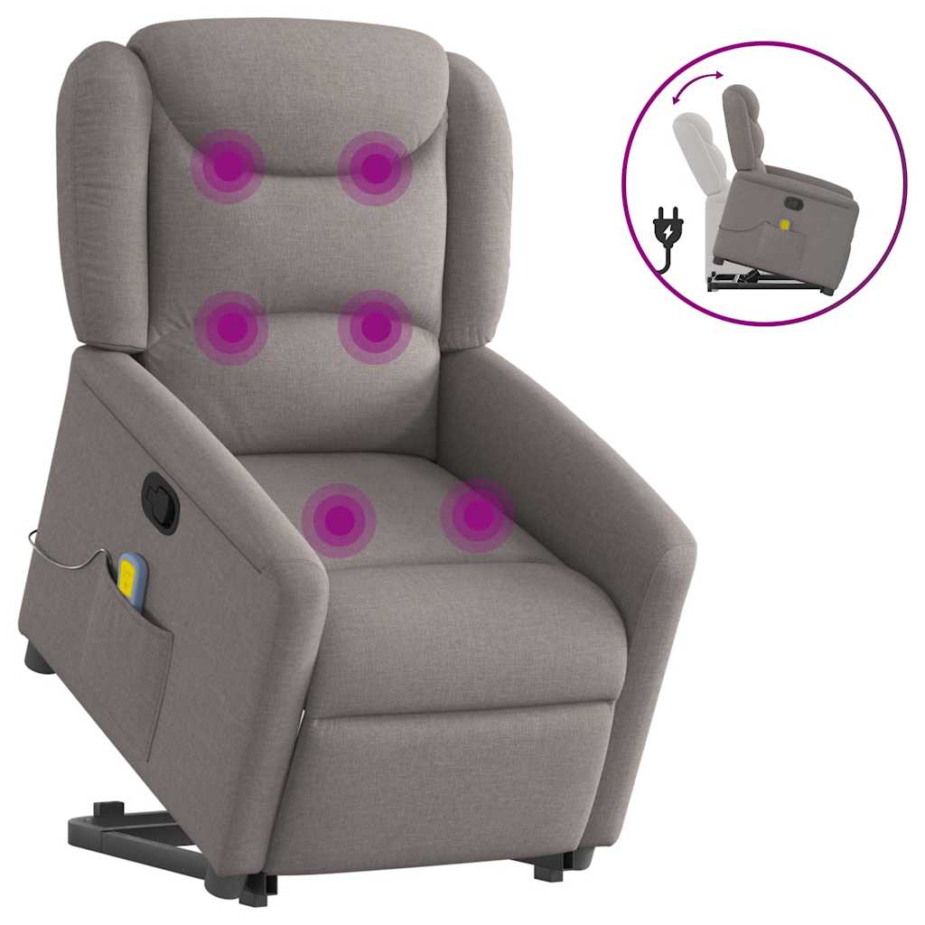 Massagesessel mit Aufstehhilfe Taupe Stoff