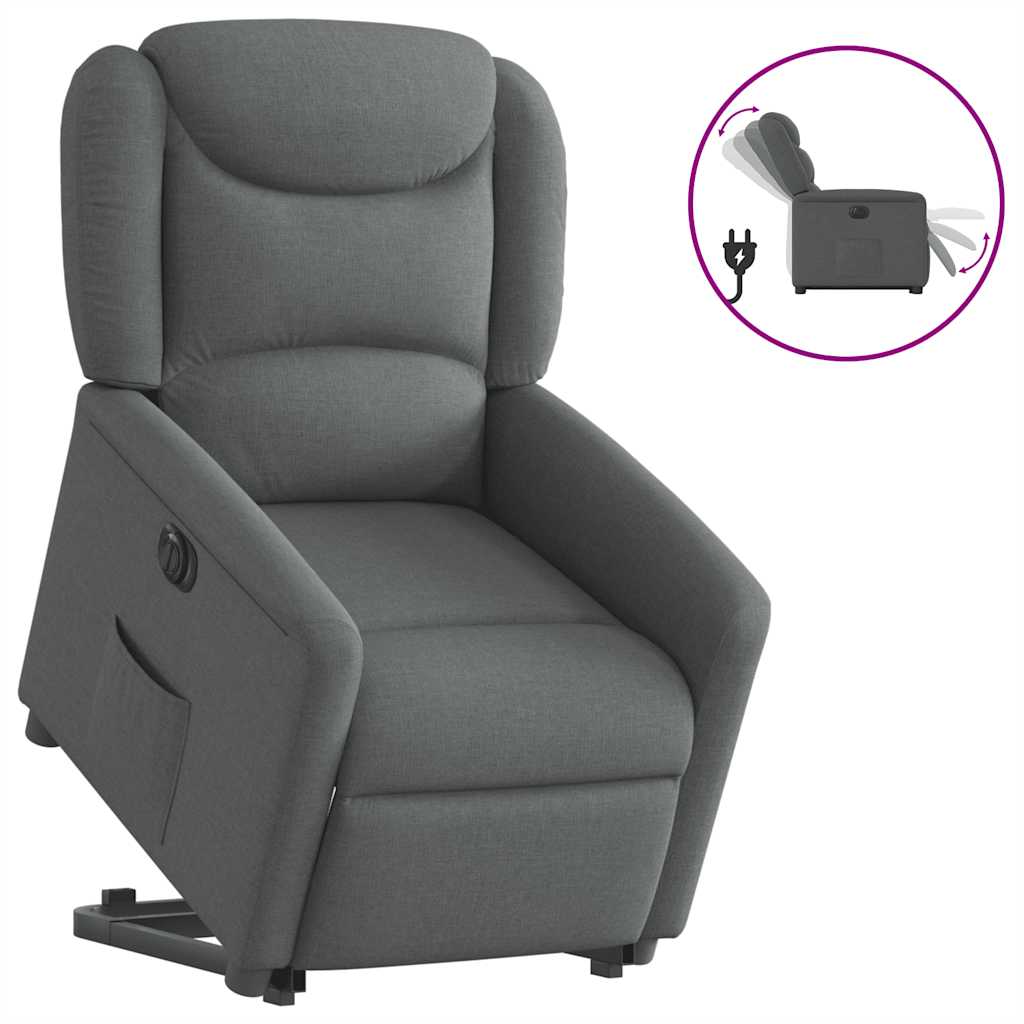 Relaxsessel mit Aufstehhilfe Elektrisch Dunkelgrau Stoff