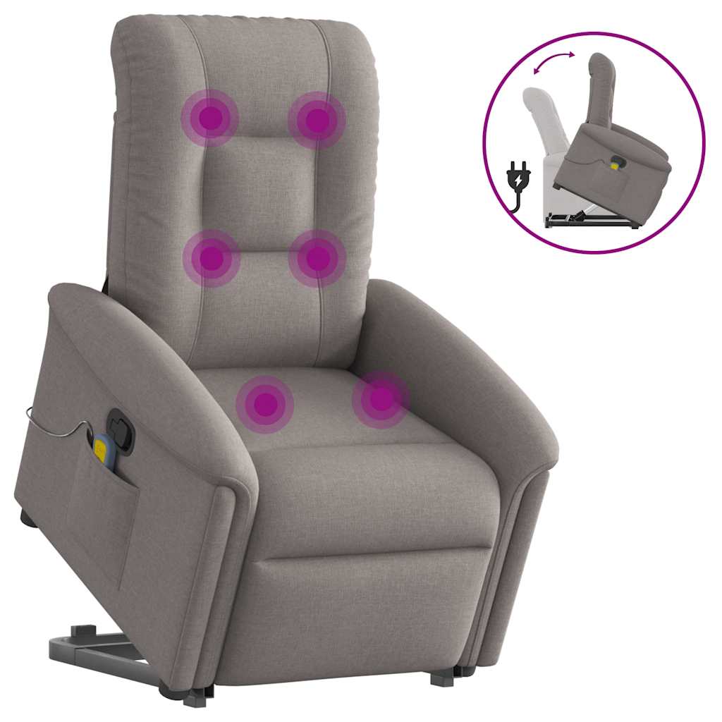 Massagesessel mit Aufstehhilfe Taupe Stoff