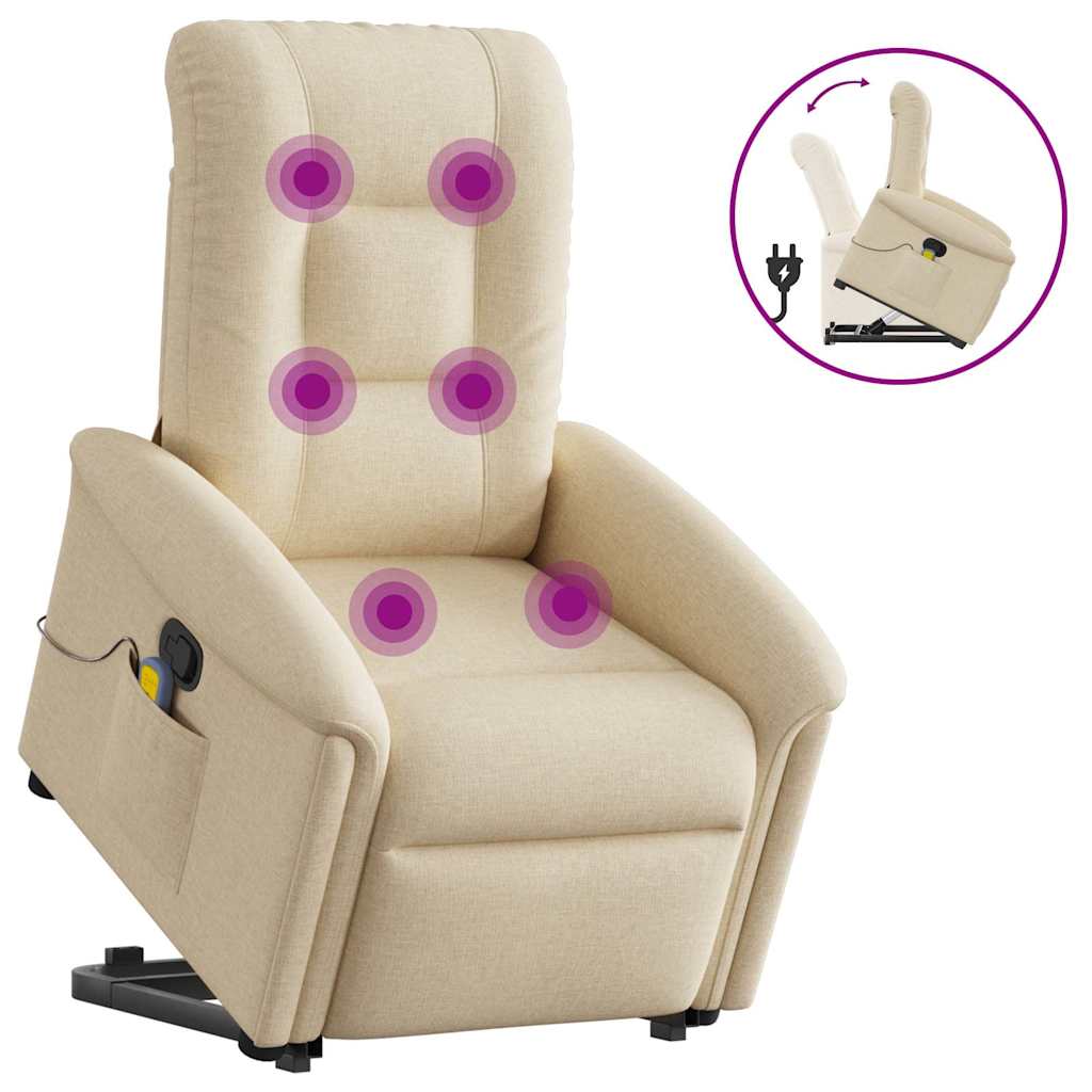 Massagesessel mit Aufstehhilfe Creme Stoff