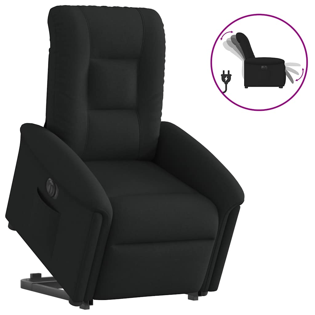 Relaxsessel mit Aufstehhilfe Elektrisch Schwarz Stoff